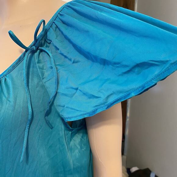 Vtg VanityFair Nightgown Robe Peignoir Everydaywear Nylon Turquoise USA Fairy S - Picture 8 of 8